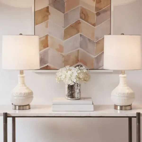 Table Lamps-Kirkland's Home Ceramic Embossed Table Lamp White