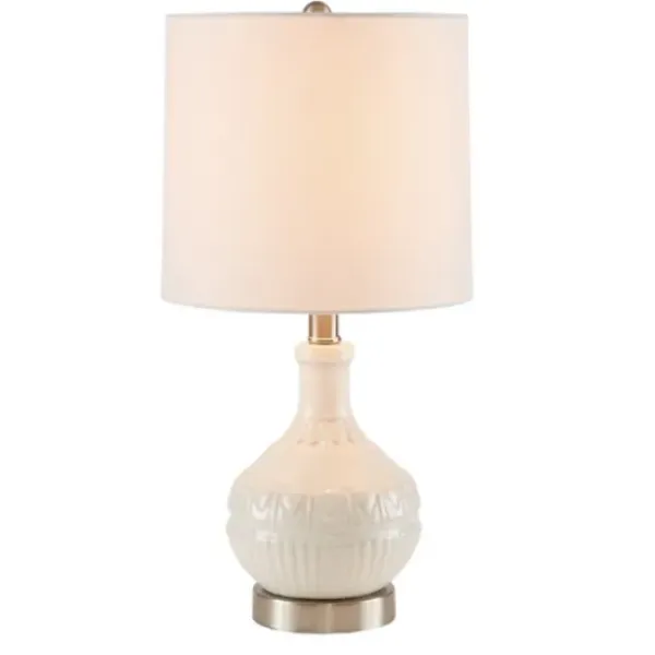 Table Lamps-Kirkland's Home Ceramic Embossed Table Lamp White
