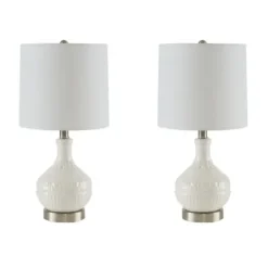 Table Lamps-Kirkland's Home Ceramic Embossed Table Lamp White