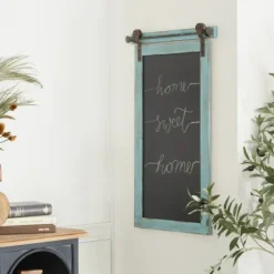 Memo & Chalkboards-Kirkland's Home Cerulean Distressed Blackboard Wall Plaque Blue