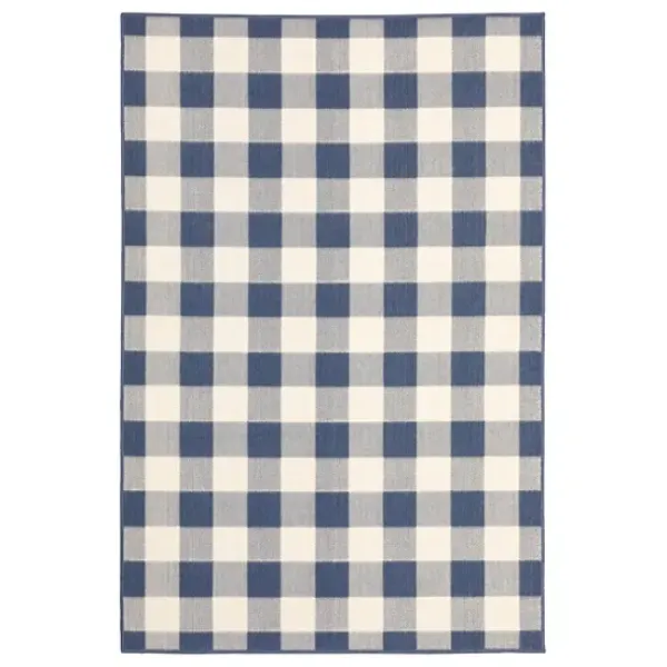 Outdoor Rugs-Kirkland's Home Cerulean Stripes Outdoor Area Rug, 4X6 Blue/White