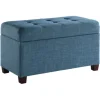 Benches & Ottomans-Kirkland's Home Cerulean Tufted Upholstered Storage Ottoman Blue