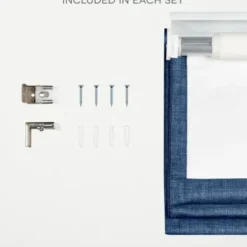 Curtains & Drapes-Kirkland's Home Chambray Blackout Roman Shade, 31 In. Blue