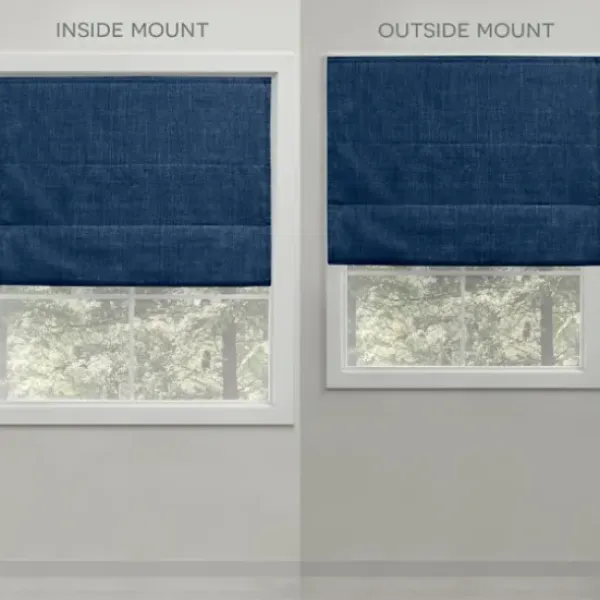 Curtains & Drapes-Kirkland's Home Chambray Blackout Roman Shade, 31 In. Blue