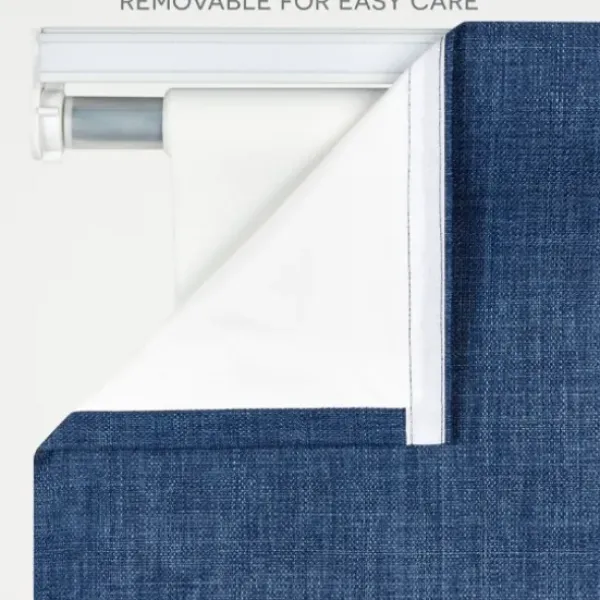 Curtains & Drapes-Kirkland's Home Chambray Blackout Roman Shade, 31 In. Blue
