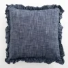 Pillows-Kirkland's Home Chambray Ruffle Navy Throw Pillow Blue