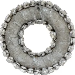 Wreaths-Kirkland's Home Champagne Dried Coco Flower Wreath, 20 In. Silver