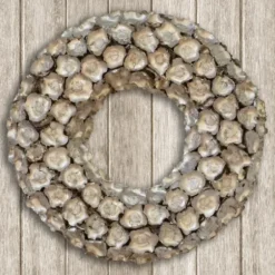 Wreaths-Kirkland's Home Champagne Dried Coco Flower Wreath, 20 In. Silver