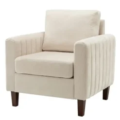 Accent Chairs-Kirkland's Home Channel Tufted Velvet Club Accent Chair Ivory