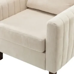 Accent Chairs-Kirkland's Home Channel Tufted Velvet Club Accent Chair Ivory