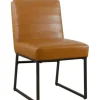 Dining Chairs-Kirkland's Home Channeled Carmel Leather Dining Chair Brown