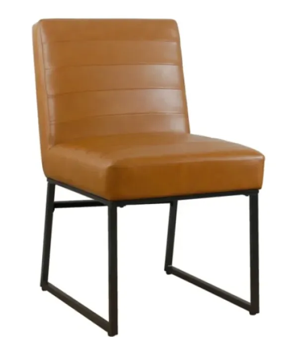 Dining Chairs-Kirkland's Home Channeled Carmel Leather Dining Chair Brown