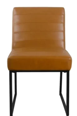 Dining Chairs-Kirkland's Home Channeled Carmel Leather Dining Chair Brown