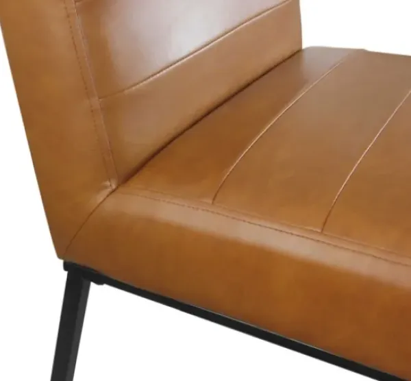 Dining Chairs-Kirkland's Home Channeled Carmel Leather Dining Chair Brown
