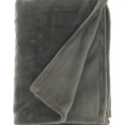 Blankets & Throws-Kirkland's Home Charcoal Faux Sheared Mink Throw Gray