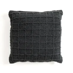 Pillows-Kirkland's Home Charcoal Knit Cotton Pillow Gray