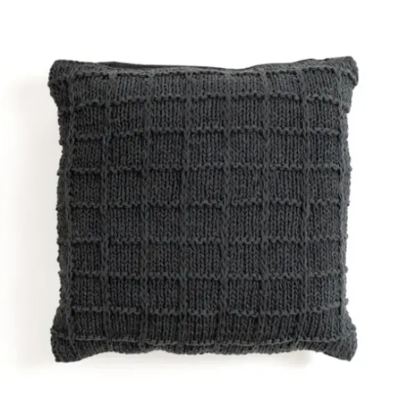 Pillows-Kirkland's Home Charcoal Knit Cotton Pillow Gray