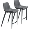 Bar Stools & Counter Height Stools-Kirkland's Home Charcoal Leather Stitch Counter Stools, Set Of 2 Gray