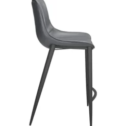 Bar Stools & Counter Height Stools-Kirkland's Home Charcoal Leather Stitch Counter Stools, Set Of 2 Gray