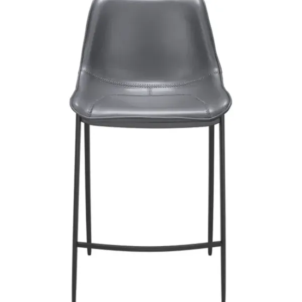 Bar Stools & Counter Height Stools-Kirkland's Home Charcoal Leather Stitch Counter Stools, Set Of 2 Gray