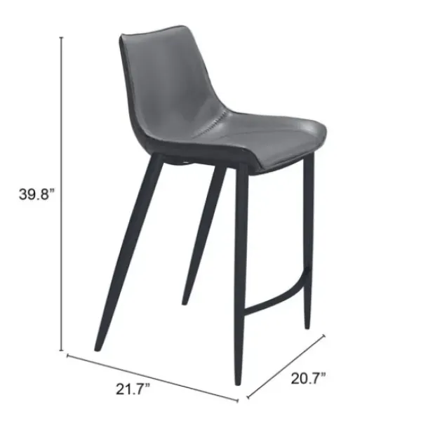 Bar Stools & Counter Height Stools-Kirkland's Home Charcoal Leather Stitch Counter Stools, Set Of 2 Gray