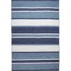 Outdoor Rugs-Kirkland's Home Charcoal Linear Macy Indoor/Outdoor Area Rug, 7X9 Black