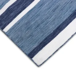 Outdoor Rugs-Kirkland's Home Charcoal Linear Macy Indoor/Outdoor Area Rug, 7X9 Black