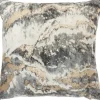 Pillows-Kirkland's Home Charcoal Metallic Marble Swirl Throw Pillow Gold/Gray/White