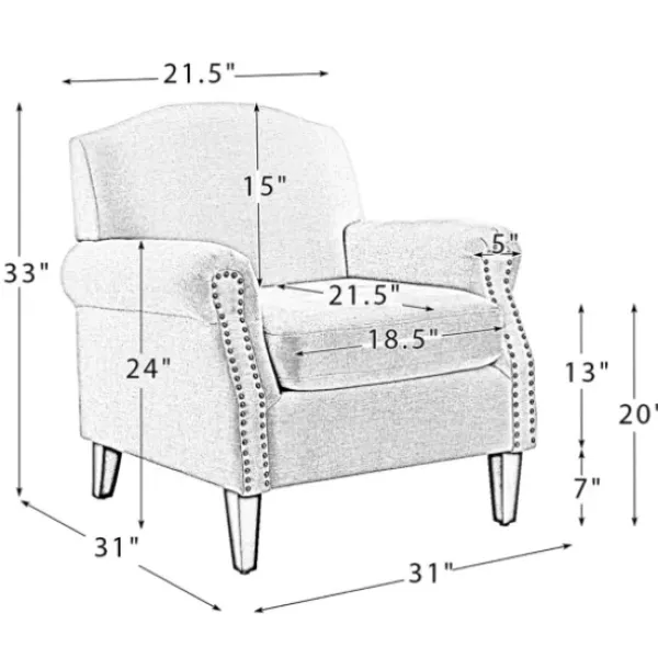 Accent Chairs-Kirkland's Home Charcoal Nailhead Trim Armchair Gray