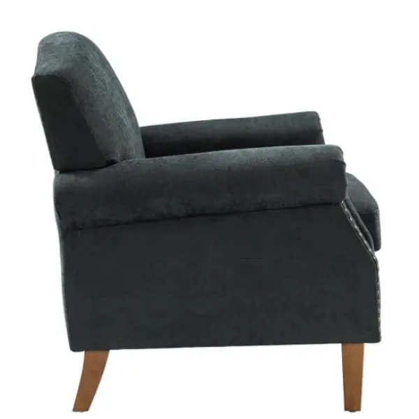 Accent Chairs-Kirkland's Home Charcoal Nailhead Trim Armchair Gray