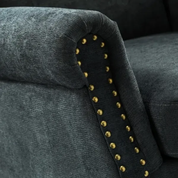 Accent Chairs-Kirkland's Home Charcoal Nailhead Trim Armchair Gray
