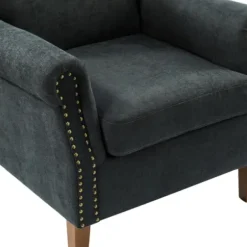 Accent Chairs-Kirkland's Home Charcoal Nailhead Trim Armchair Gray