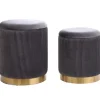 Benches & Ottomans-Kirkland's Home Charcoal Ribbed Velvet Nesting Ottomans, Set Of 2 Gray