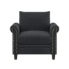 Accent Chairs-Kirkland's Home Charcoal Rolled Arms Upholstered Accent Chair Black
