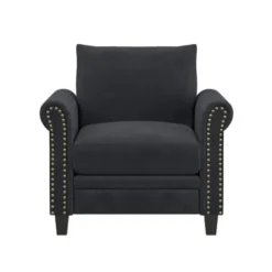 Accent Chairs-Kirkland's Home Charcoal Rolled Arms Upholstered Accent Chair Black