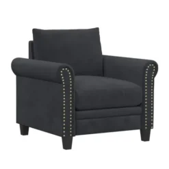 Accent Chairs-Kirkland's Home Charcoal Rolled Arms Upholstered Accent Chair Black