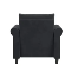 Accent Chairs-Kirkland's Home Charcoal Rolled Arms Upholstered Accent Chair Black