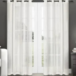 Curtains & Drapes-Kirkland's Home Charcoal Sateen Curtain Panel Set, 96 In. Gray