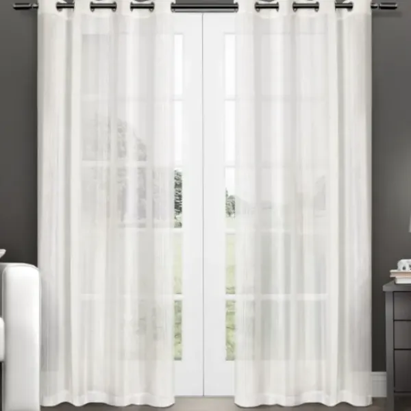 Curtains & Drapes-Kirkland's Home Charcoal Sateen Curtain Panel Set, 96 In. Gray