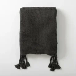 Blankets & Throws-Kirkland's Home Charcoal Spring Knit Throw Blanket Gray