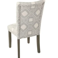 Dining Chairs-Kirkland's Home Charcoal Square Highback Dining Chairs, Set Of 2 Gray/Ivory