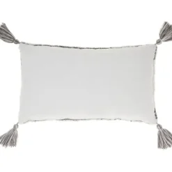 Pillows-Kirkland's Home Charcoal Stripe Diamond Tassels Lumbar Pillow Gray