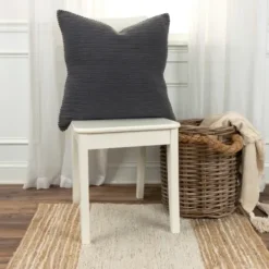 Pillows-Kirkland's Home Charcoal Subtle Striped Oversized Pillow Gray