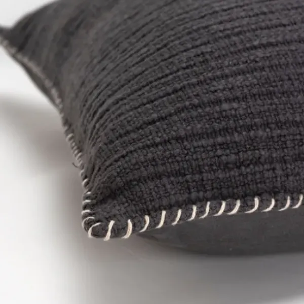Pillows-Kirkland's Home Charcoal Subtle Striped Oversized Pillow Gray