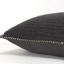Pillows-Kirkland's Home Charcoal Subtle Striped Oversized Pillow Gray