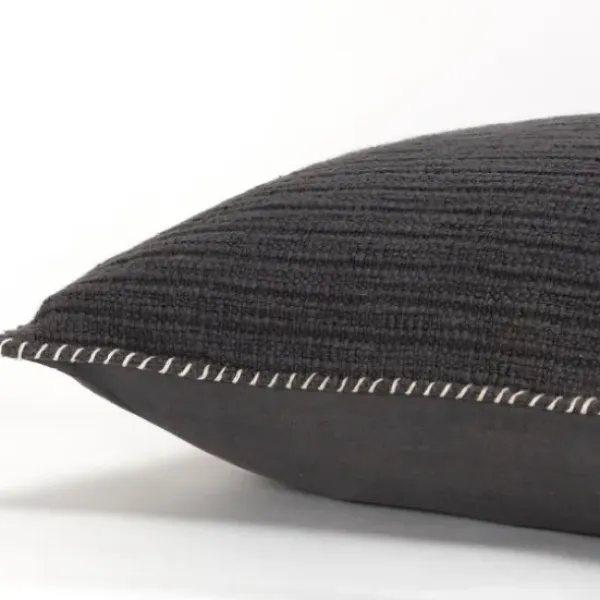 Pillows-Kirkland's Home Charcoal Subtle Striped Oversized Pillow Gray
