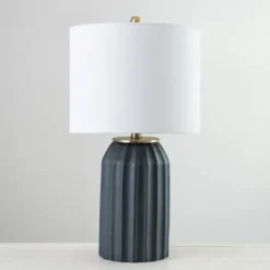 Table Lamps-Kirkland's Home Charcoal Sullivan Table Lamp White