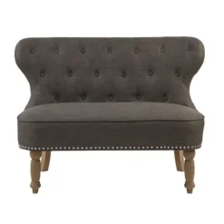 Sofas & Loveseats-Kirkland's Home Charcoal Tufted Upholstered Settee Gray