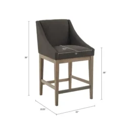 Bar Stools & Counter Height Stools-Kirkland's Home Charcoal Upholstered Seat Counter Stool Gray