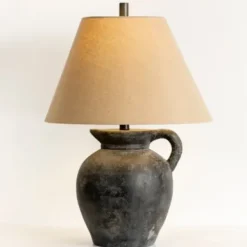 Table Lamps-Kirkland's Home Charcoal Vase Table Lamp Tan
